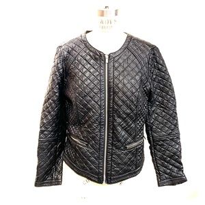 H&M Black Pleather Quilted Motor Jacket
